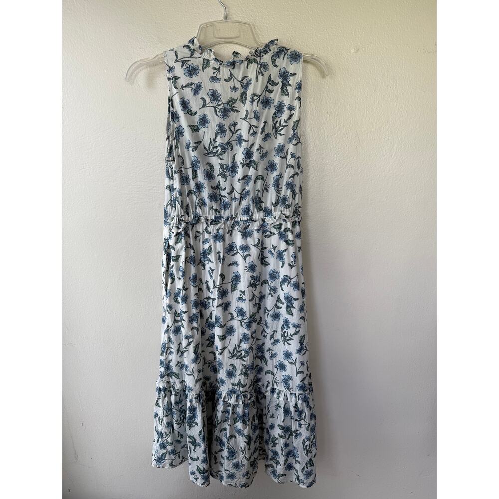 J. Crew printed Cotton tie-front midi dress white and blue floral pattern Size 6 - Picture 10 of 13